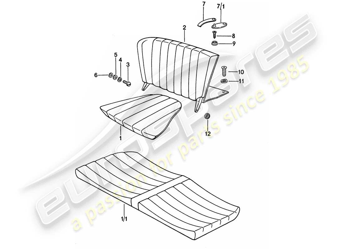 porsche 1974 (911) emergency seat part diagram