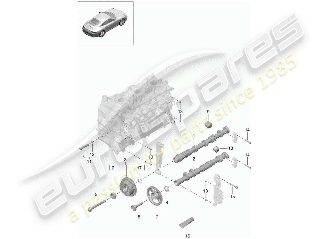 porsche 2016 (991-1) camshaft hydraulic tappet camshaft adjuster unit parts diagram