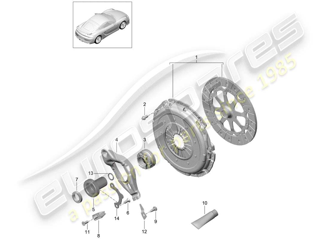 porsche cayman gt4 (2016) clutch parts diagram
