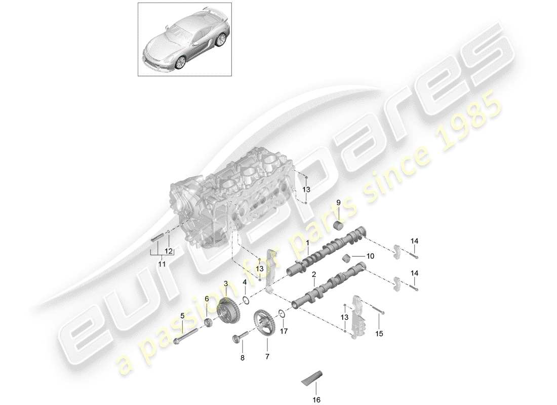porsche 2016 (981 cayman gt4) camshaft hydraulic tappet camshaft adjuster unit part diagram