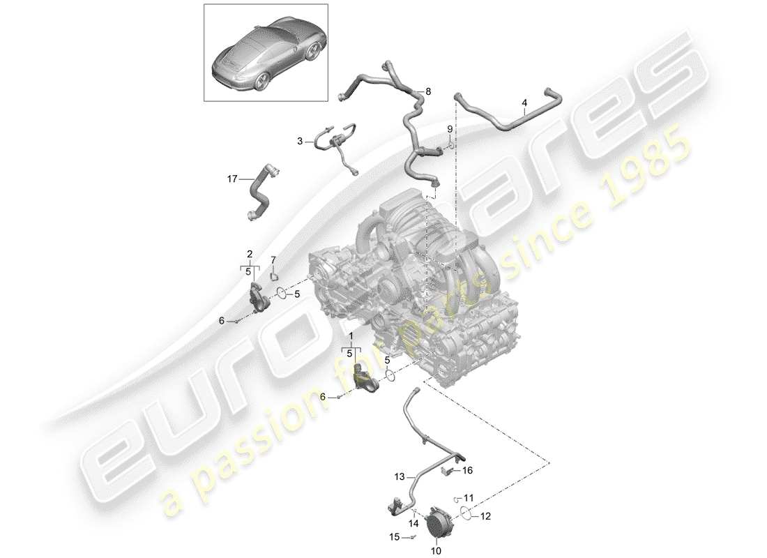 porsche 2016 (991-1) crankcase housing ventilation tank ventilation vacuum pump parts diagram