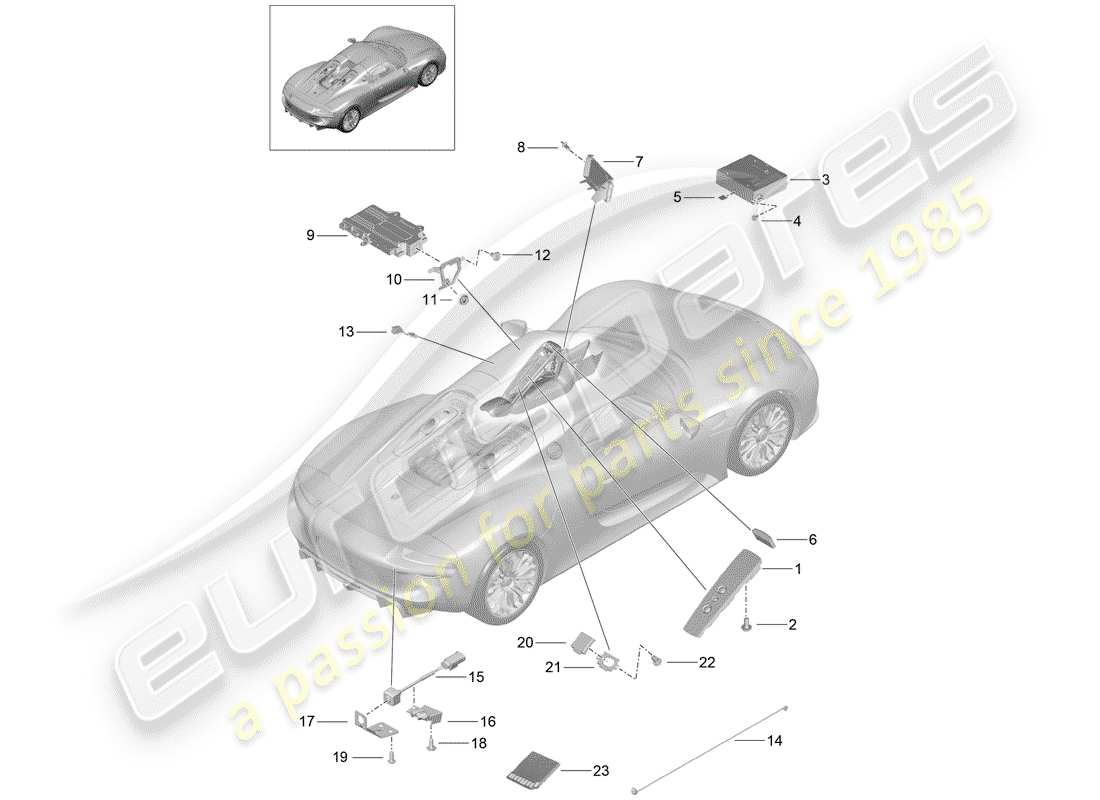 porsche 2015 (918 spyder) radio unit parts diagram