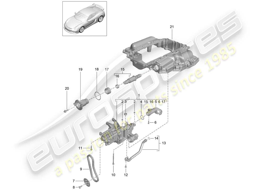 porsche 2016 (981 cayman gt4) oil pump part diagram
