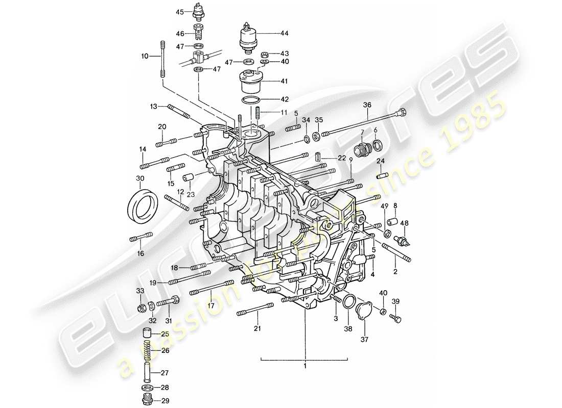 porsche 1988 (959) crankcase parts diagram