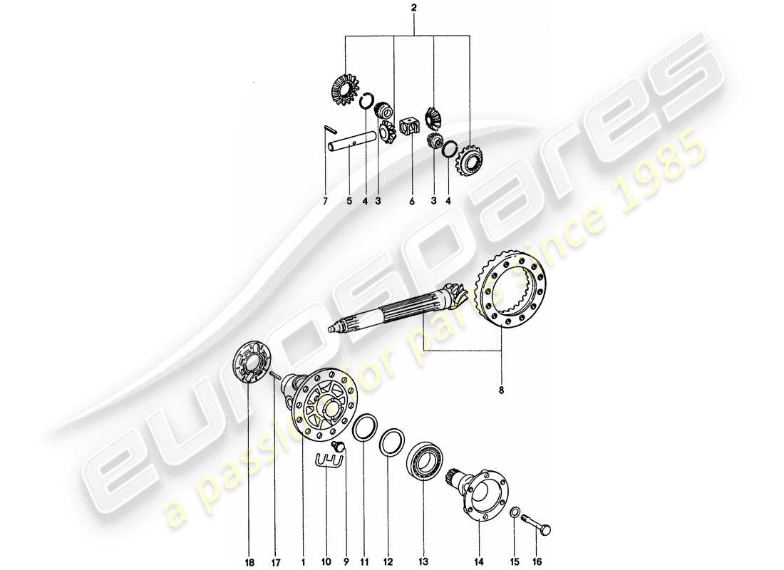 porsche 1976 (911) differential part diagram