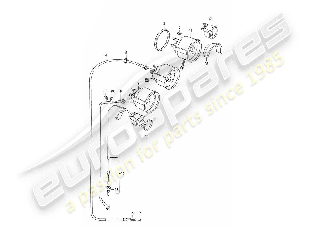 porsche 1957 (356/356a) instruments part diagram