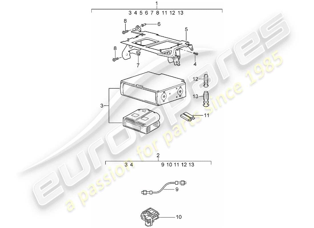 porsche 2005 (tequipment cayenne) cd-changer parts diagram