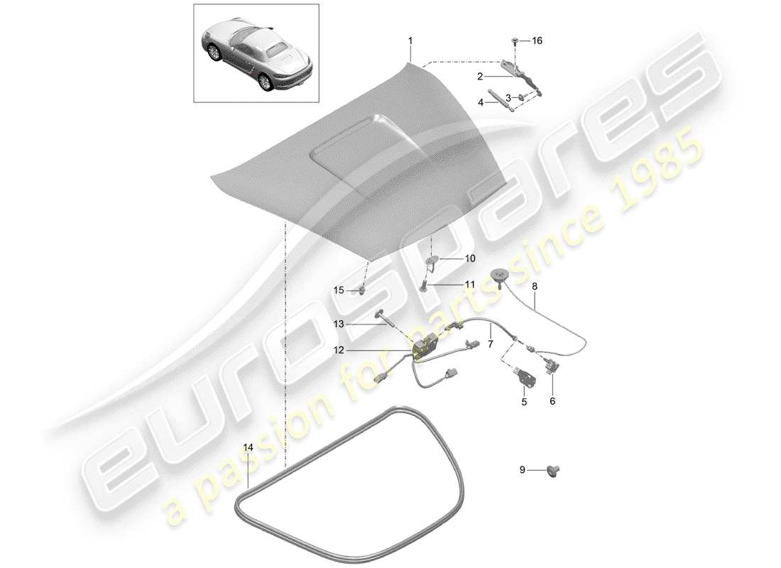 porsche 2020 (718 boxster) cover rear parts diagram