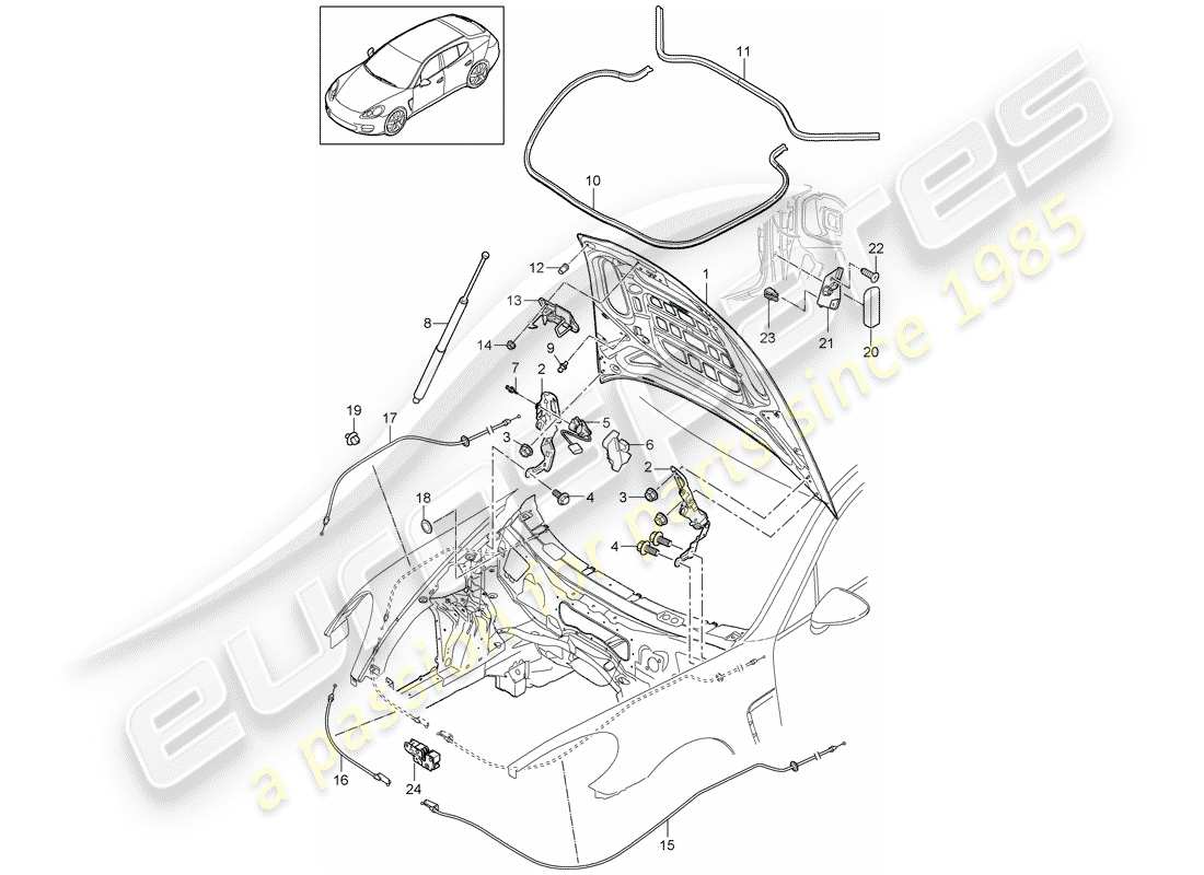 porsche 2010 (panamera 970) cover front part diagram