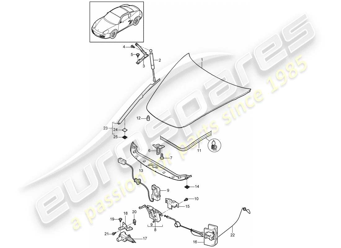 porsche 2011 (987 cayman) cover front part diagram