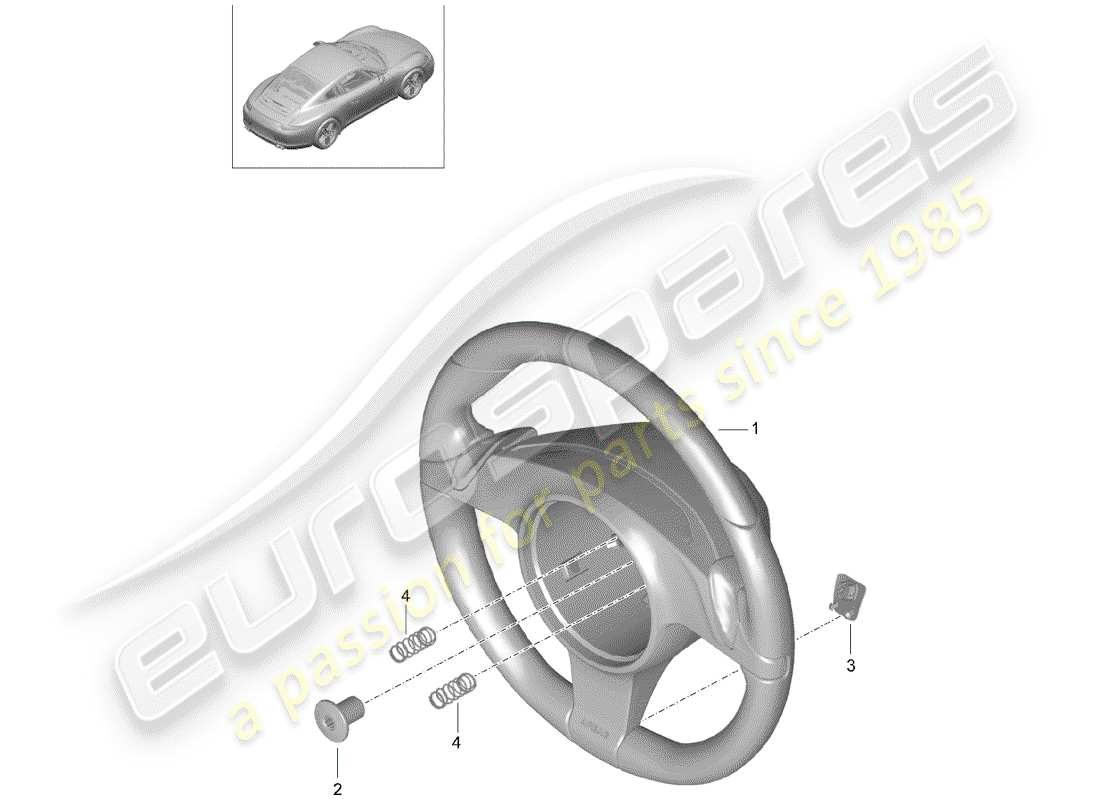 porsche 2016 (991-1) steering wheel - pdk - parts diagram