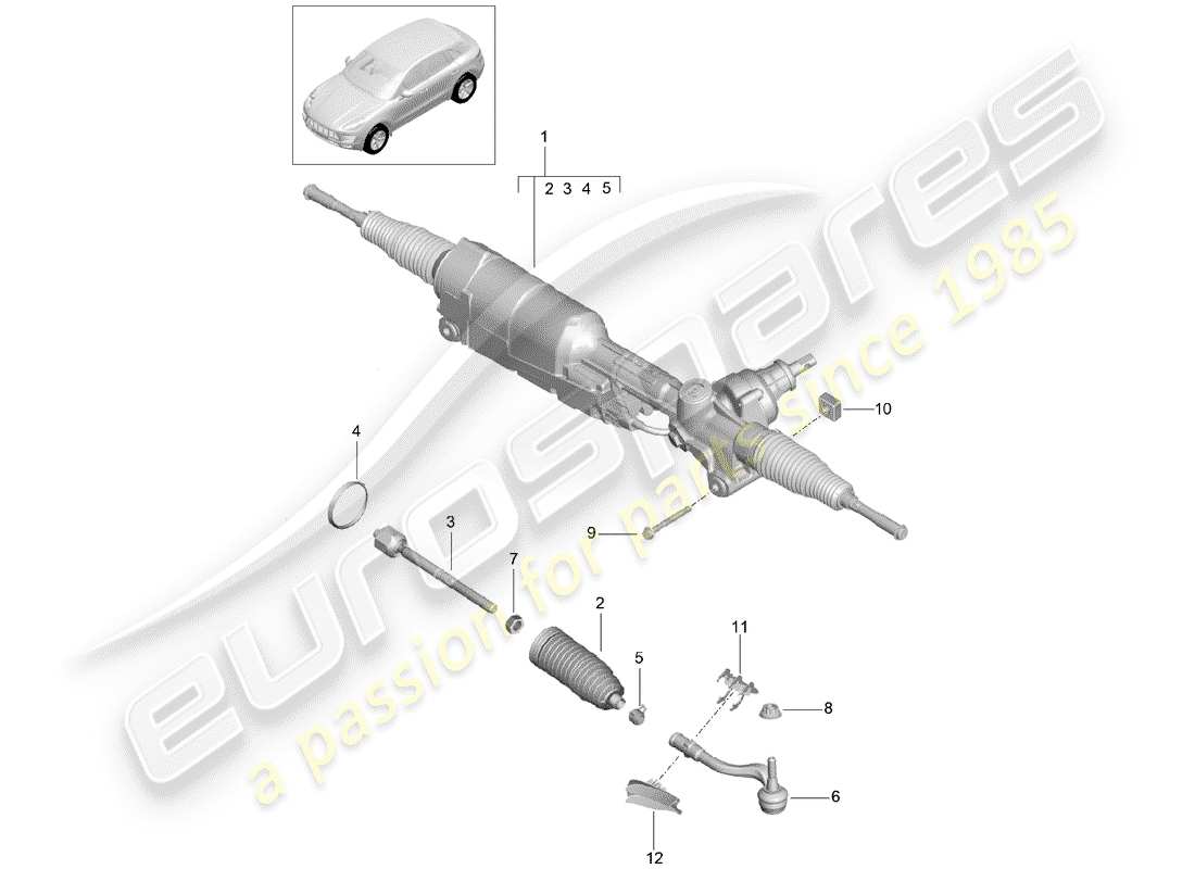 porsche 2016 (macan) steering gear individual parts part diagram