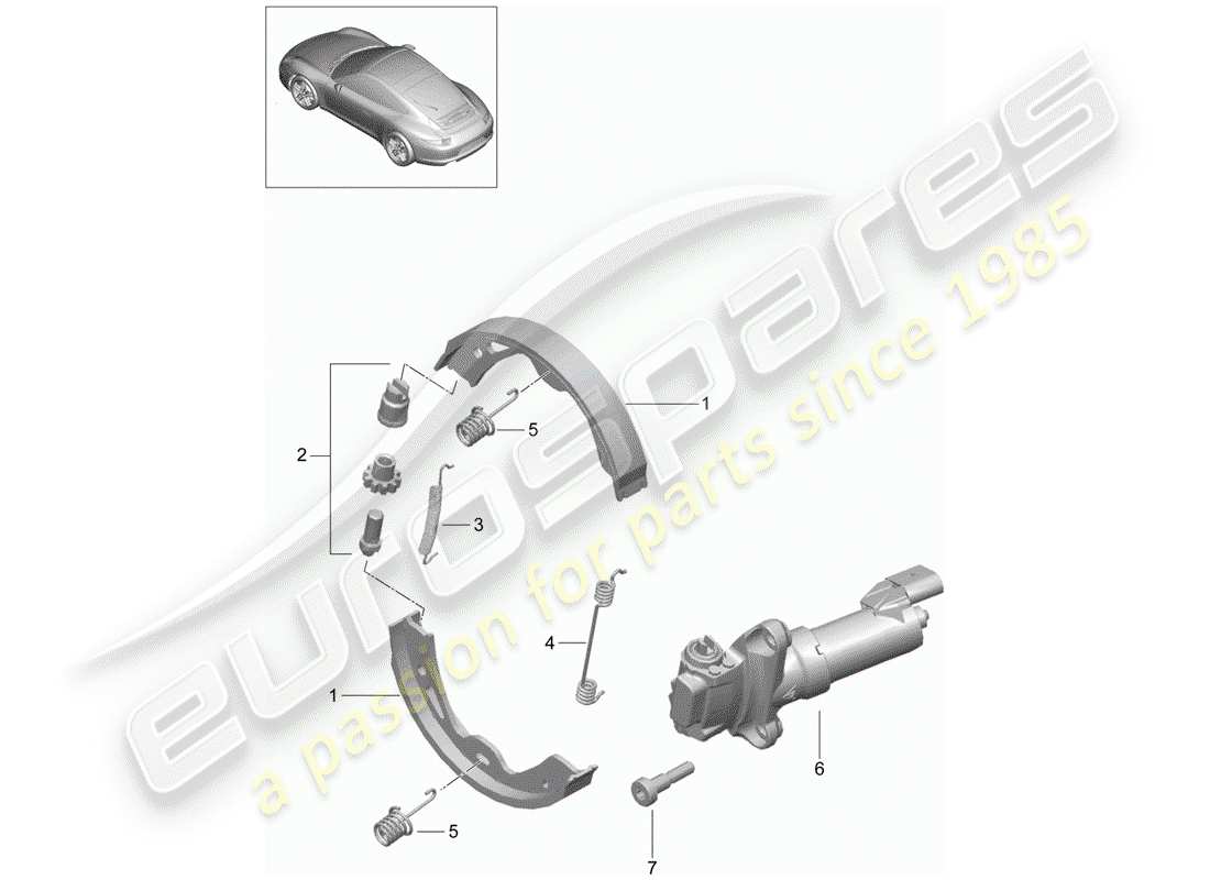 porsche 2016 (991-1) parking brake parts diagram