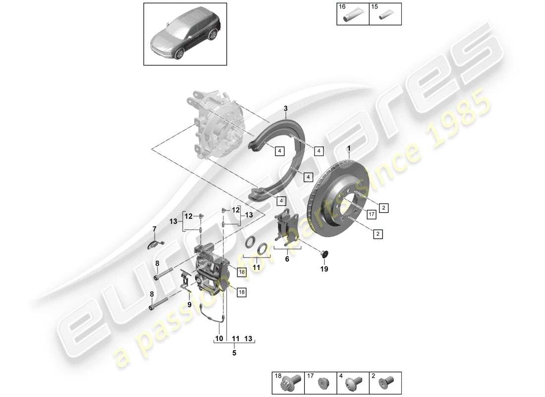 porsche 2019 (cayenne e3 9ya/9yb) disc brake 18 rear axle d >>- 16.08.2020 tab052631 parts diagram