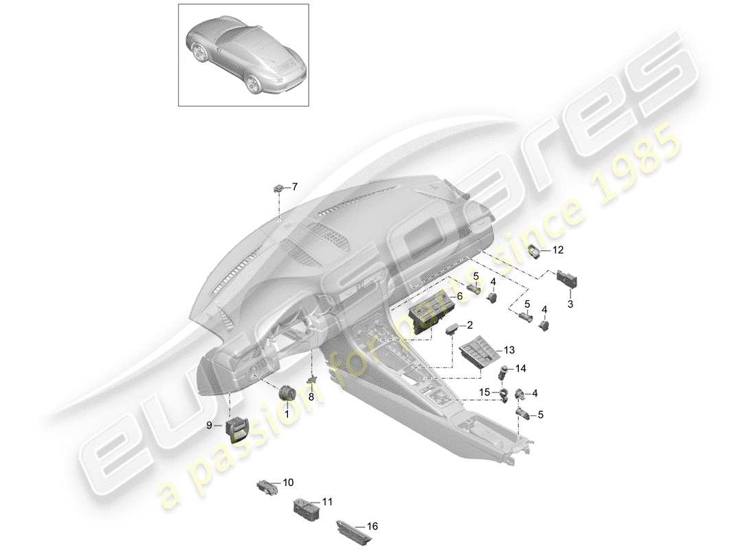 porsche 991 (2012) switch parts diagram