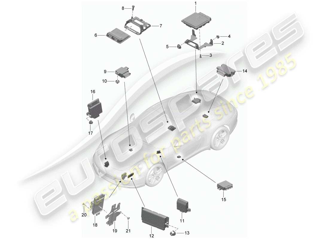 porsche 2016 (991-1) control units parts diagram