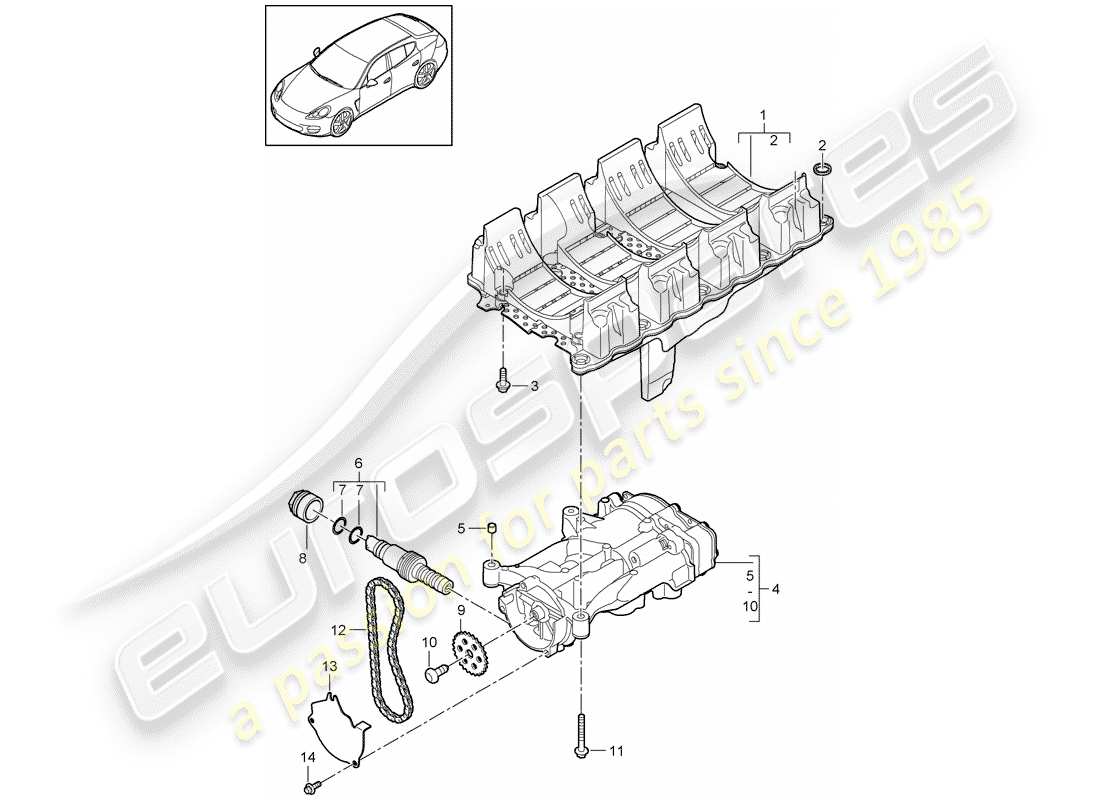 porsche 2010 (panamera 970) oil baffle plate oil pump part diagram