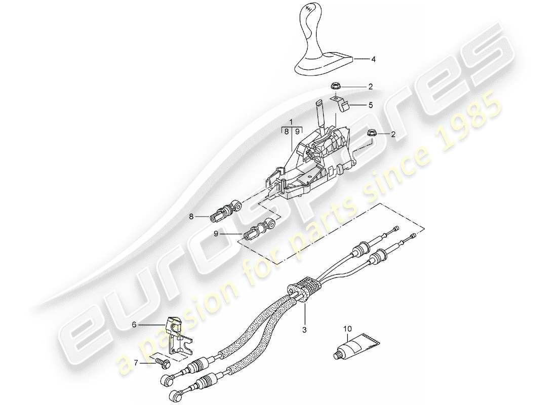 porsche 2005 (996 gt3) transmission control - manual gearbox part diagram