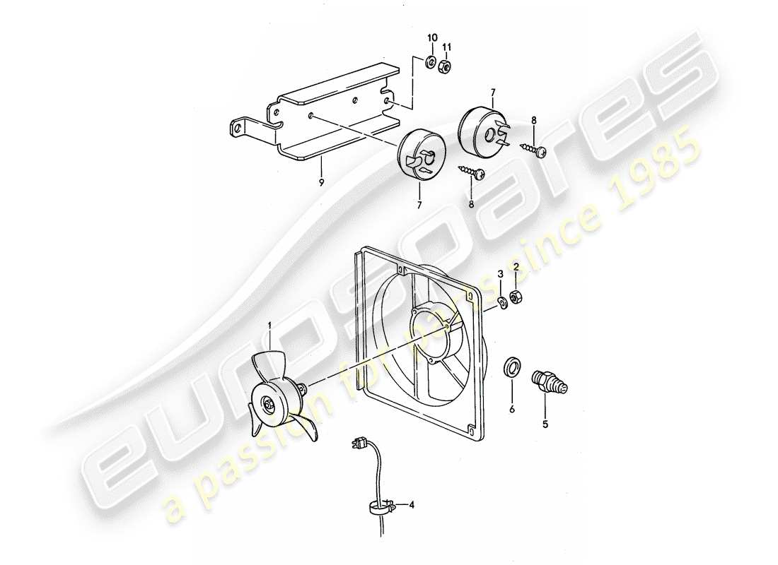 porsche 1995 (968) electric fan part diagram