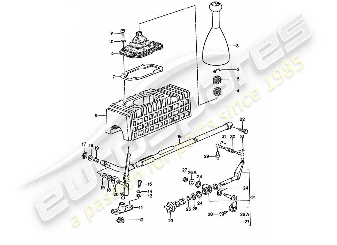 porsche 1995 (968) actuator - for - manual gearbox part diagram
