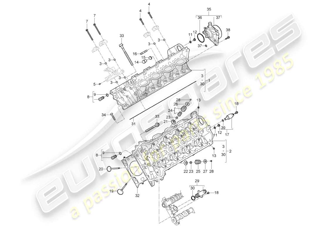porsche 2010 (cayenne e1 9pa) cylinder head vacuum pump parts diagram