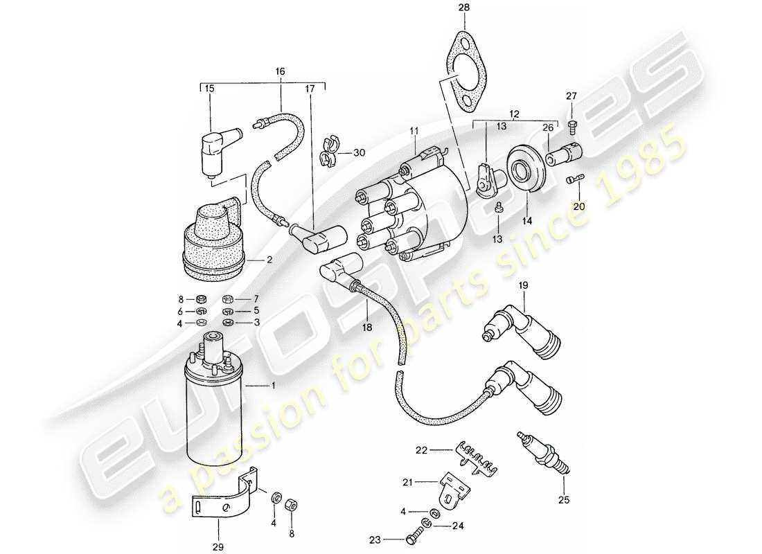 porsche 1990 (944) engine electrics 1 part diagram