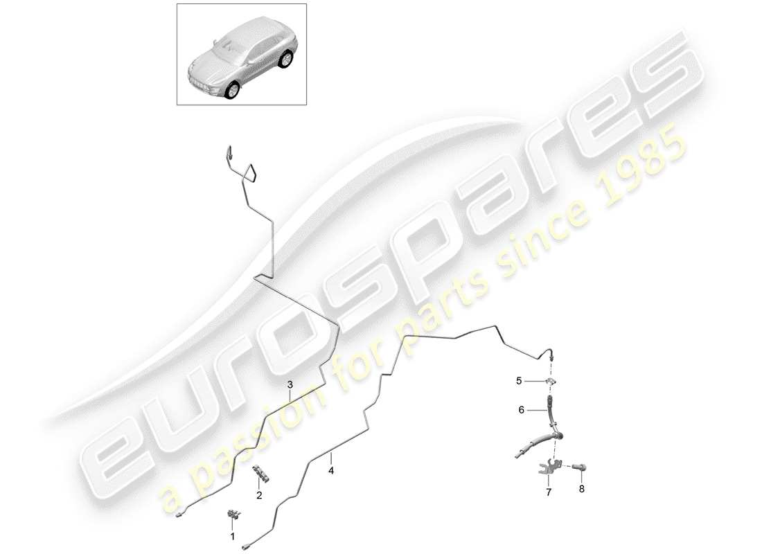 porsche 2018 (macan) brake line center underbody rear part diagram