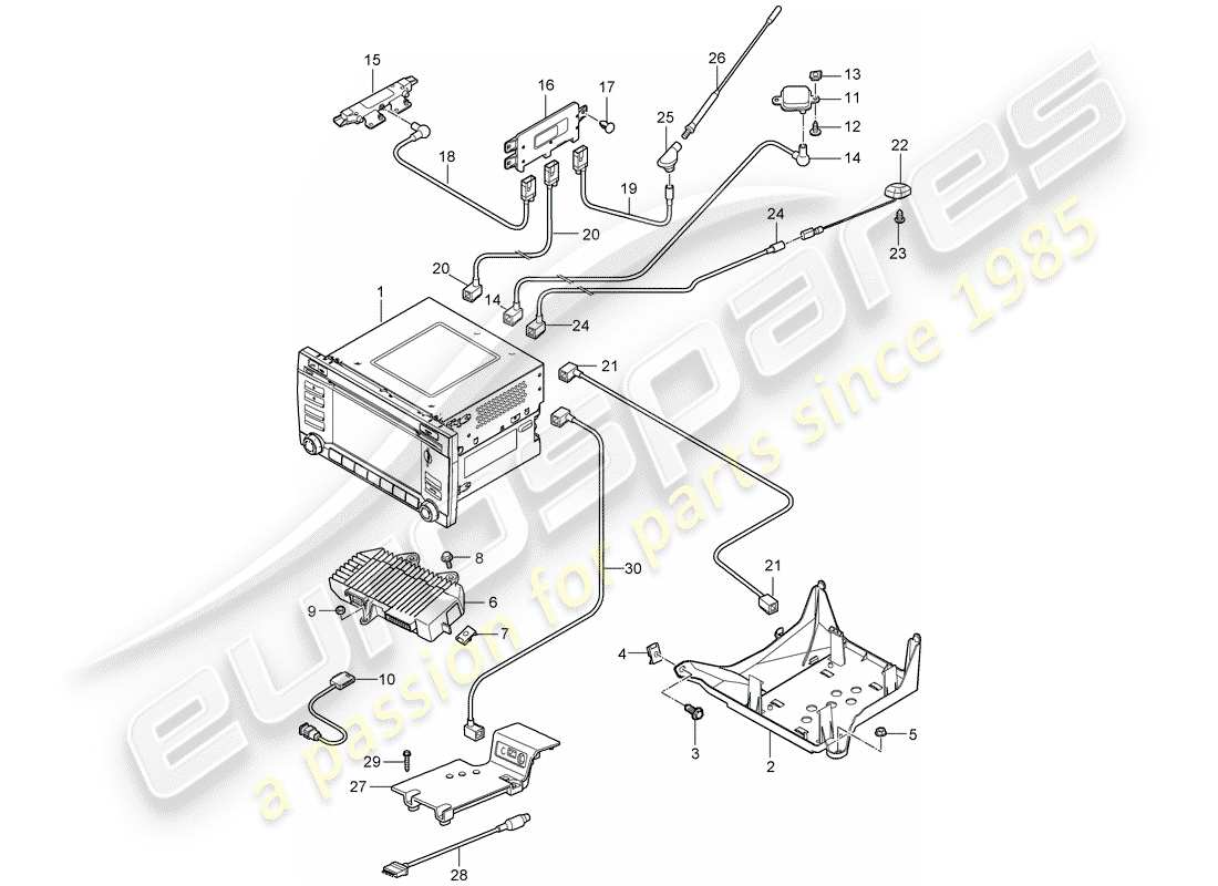 porsche 2010 (997-2 gt3) operating unit parts diagram