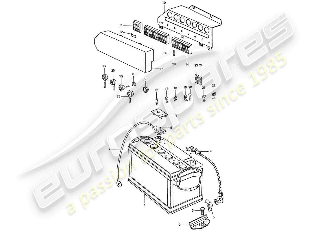 porsche 1974 (911) battery - plate part diagram