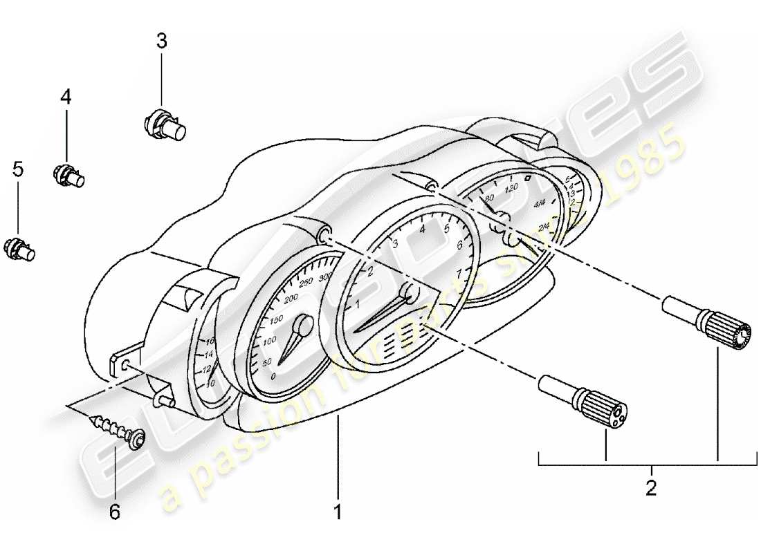porsche 2003 (996) instrument cluster - complete - d - mj 2001>> part diagram