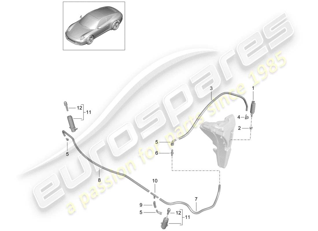 porsche 2016 (991-1) headlight washer system parts diagram