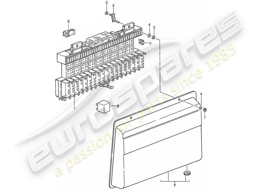 porsche 959 (1988) fuse box/relay plate - fuse - relay parts diagram