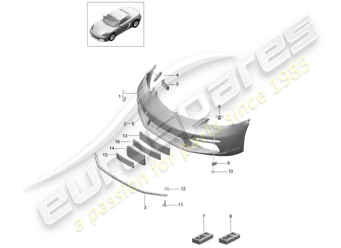 porsche 2017 (718 boxster) bumper front parts diagram