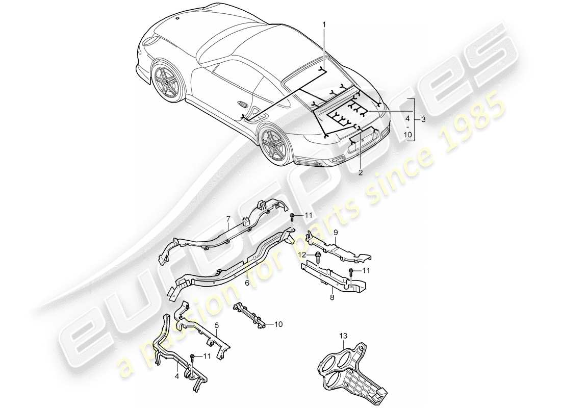 porsche 2013 (997-2 turbo / gt2 rs) wiring harnesses parts diagram