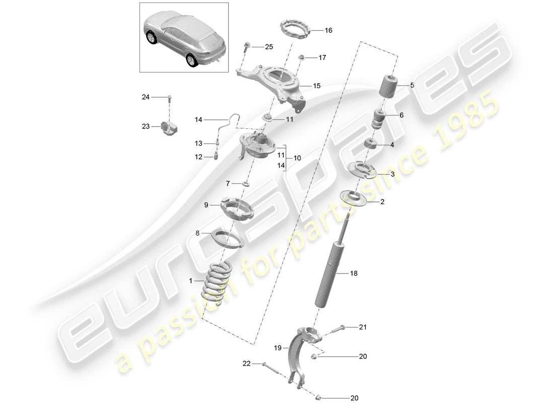 porsche macan (2016) steel spring suspension parts diagram