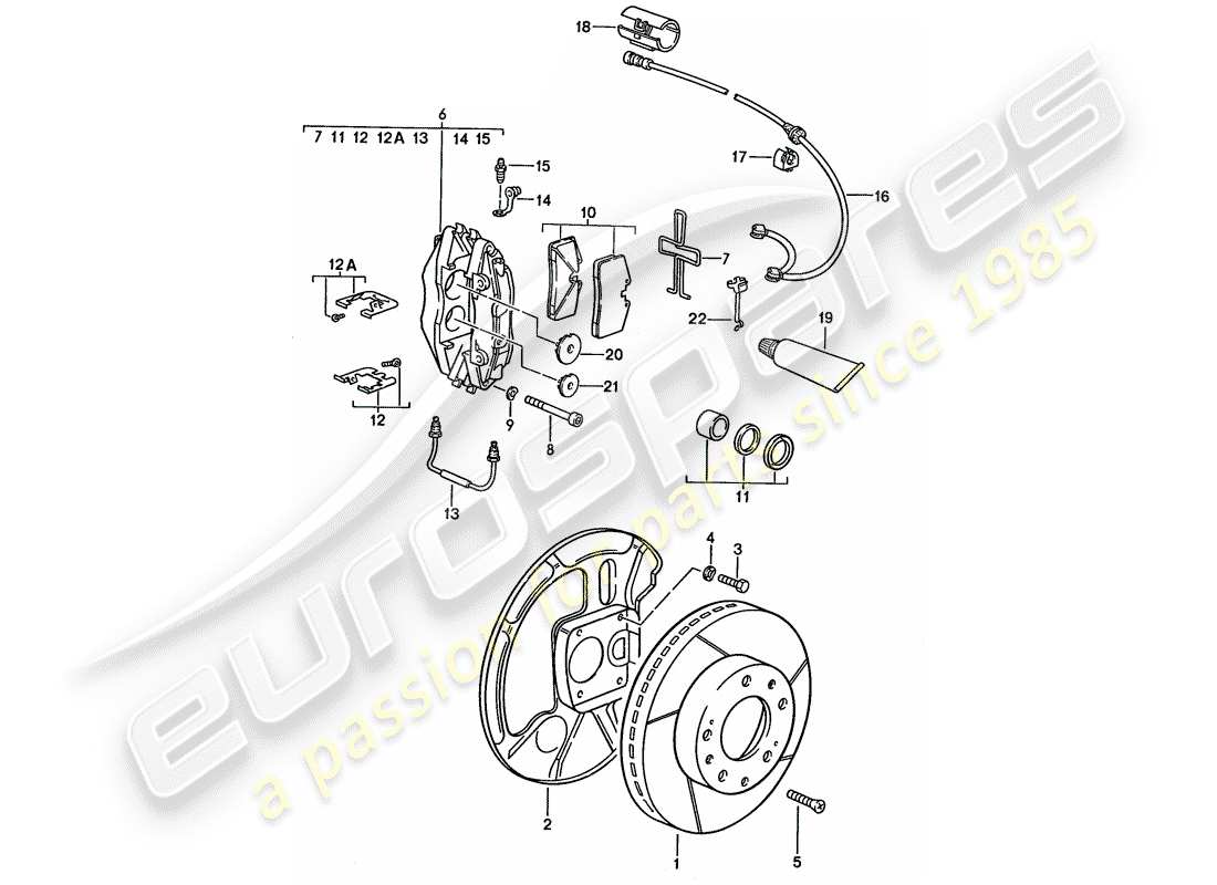 porsche 1987 (928) disc brakes - see technical information - gr.4 nr. 1/89 parts diagram