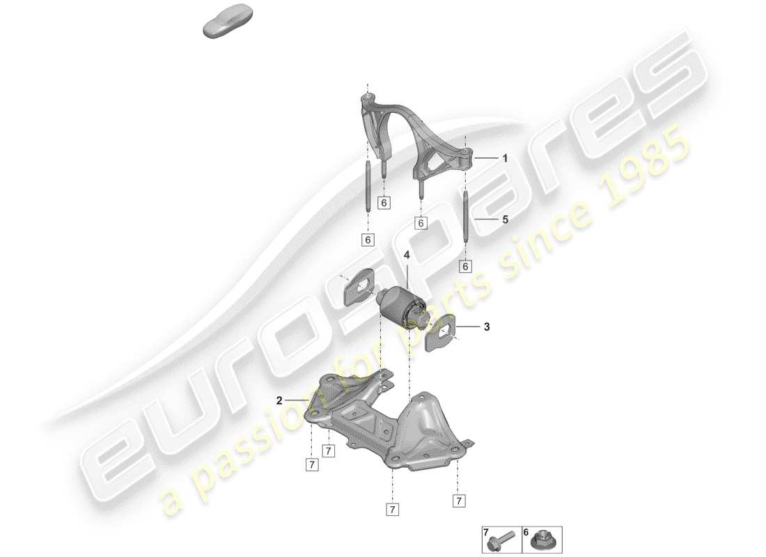 porsche 2020 (992-1) mounting parts for engine and transmission parts diagram