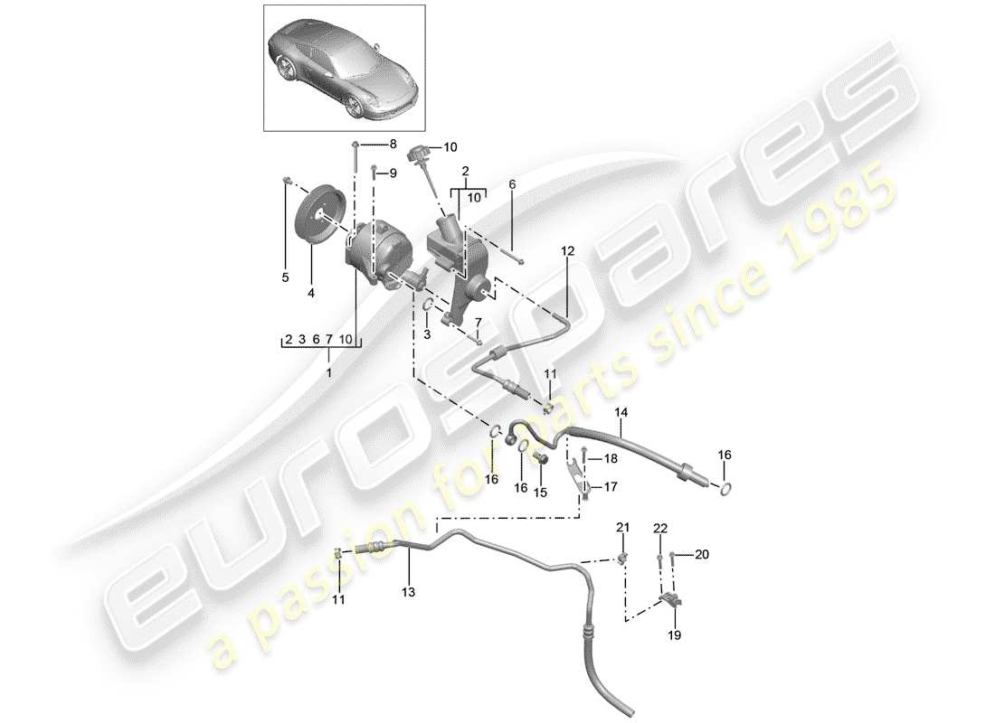 porsche 2016 (991-1) pressure line engine pdcc parts diagram