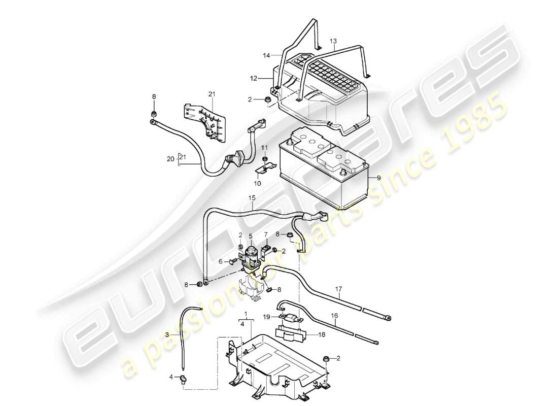 porsche 2006 (cayenne e1 9pa) battery spare wheel well part diagram
