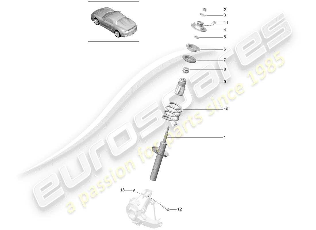 porsche 2016 (981 boxster spyder) shock absorbers coil spring parts diagram