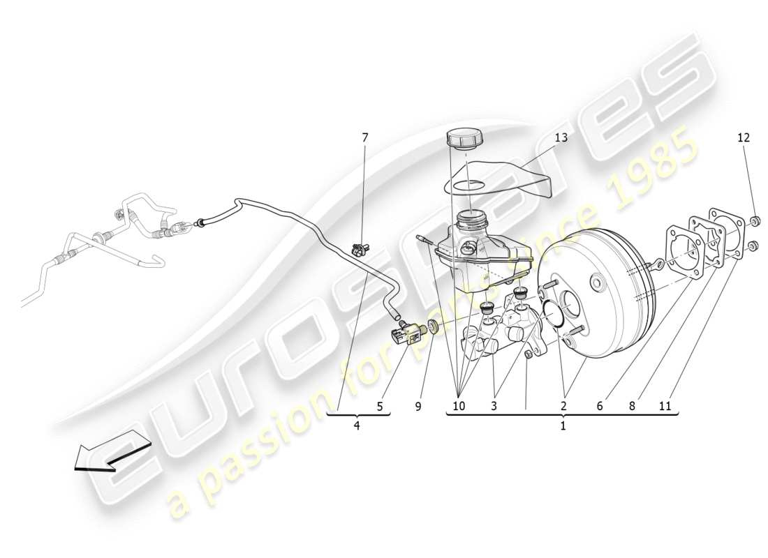 maserati qtp 3.0 bt v6 410hp (2014) brake servo system parts diagram