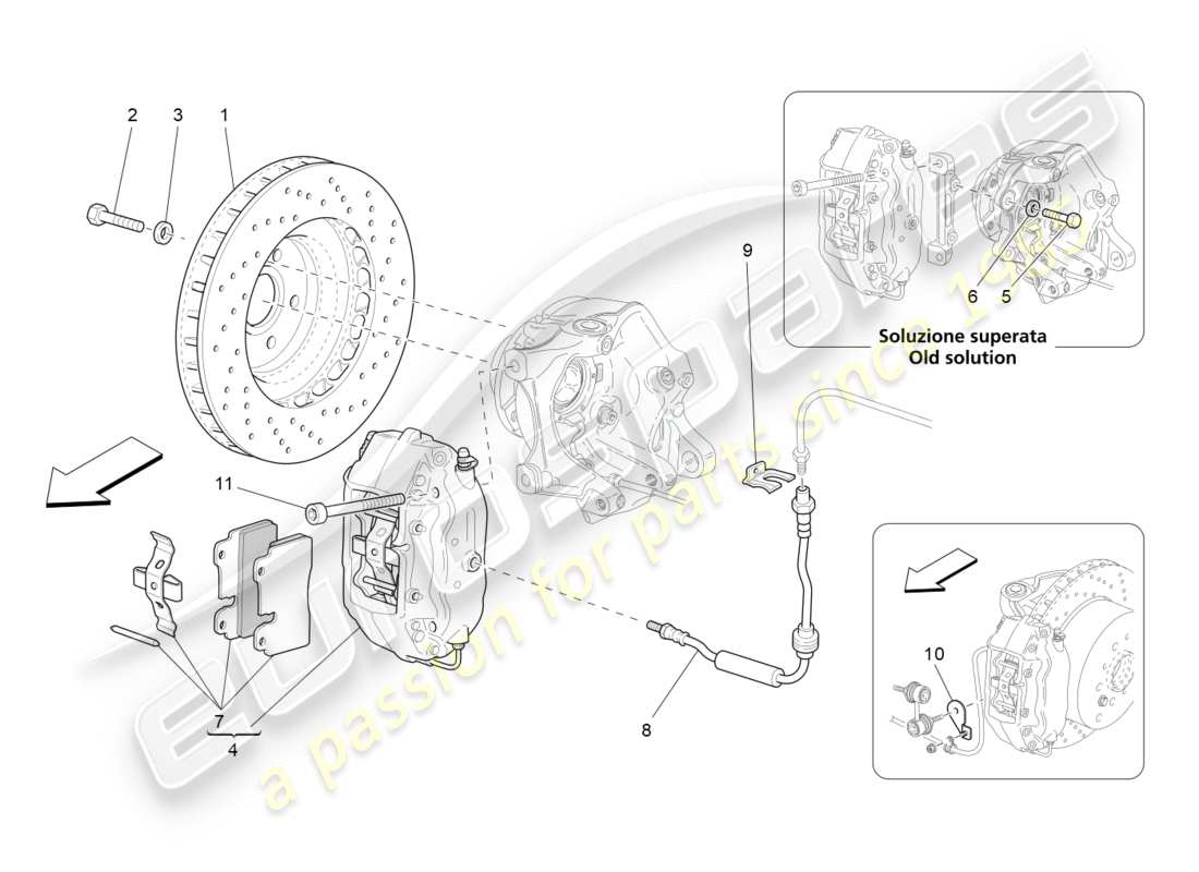 maserati granturismo (2013) braking devices on rear wheels parts diagram