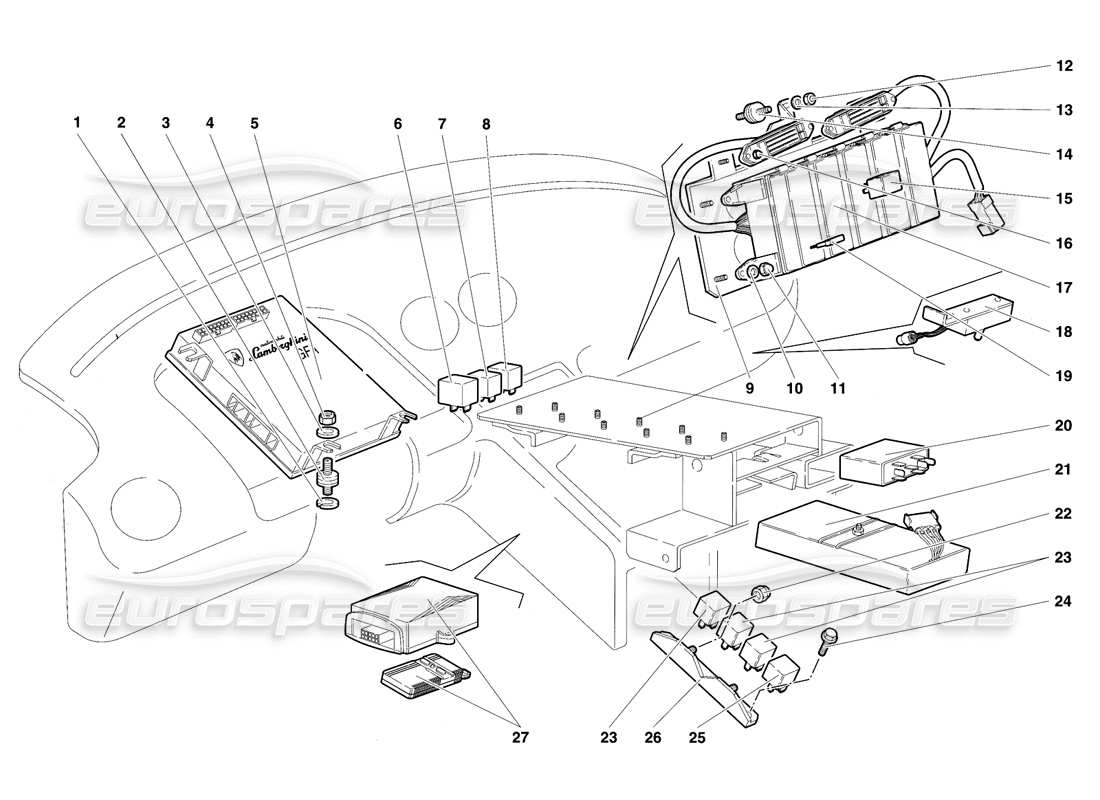 lamborghini diablo se30 (1995) electrical system (until se 079-150) parts diagram