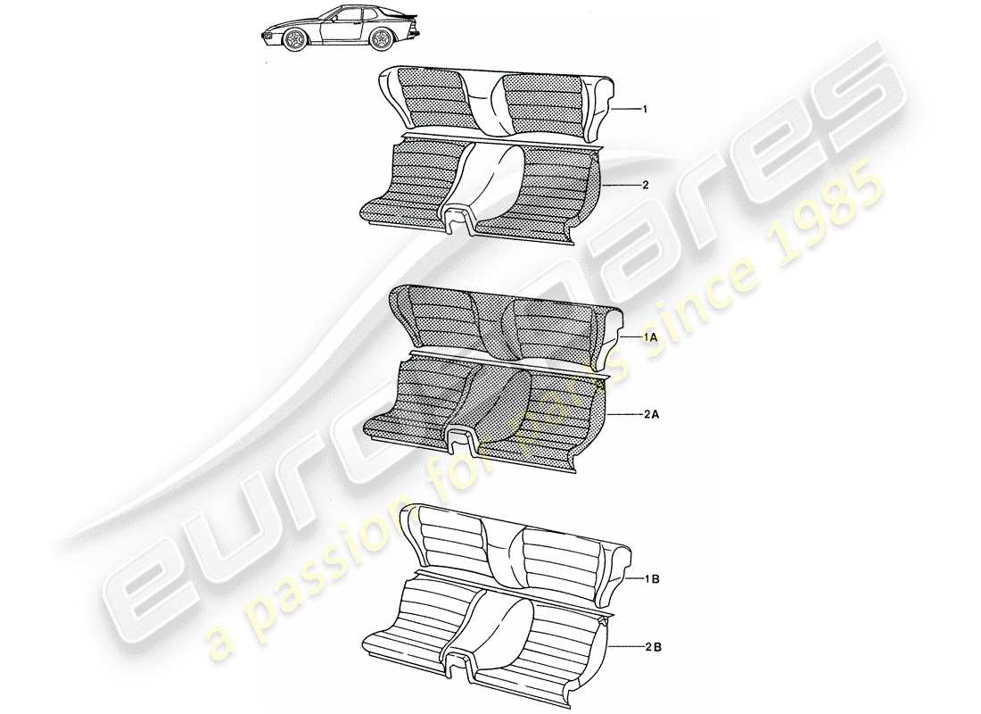 a part diagram from the porsche 1995 (seats for 944/968/911/928) parts catalogue