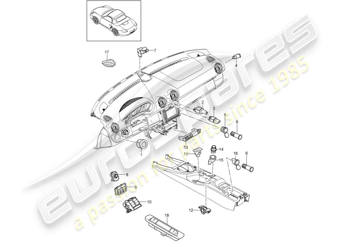 a part diagram from the porsche 2009 (987 boxster) parts catalogue