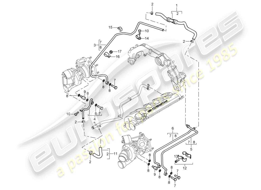 a part diagram from the porsche 2005 (cayenne e1 9pa) parts catalogue