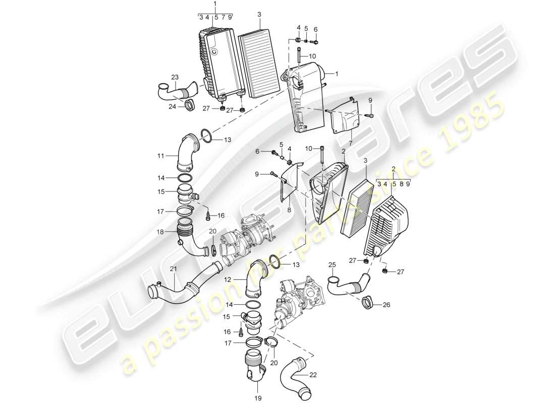 a part diagram from the porsche 2003 (cayenne e1 9pa) parts catalogue
