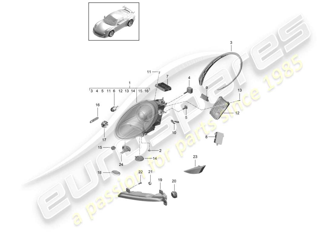 a part diagram from the porsche 991 parts catalogue