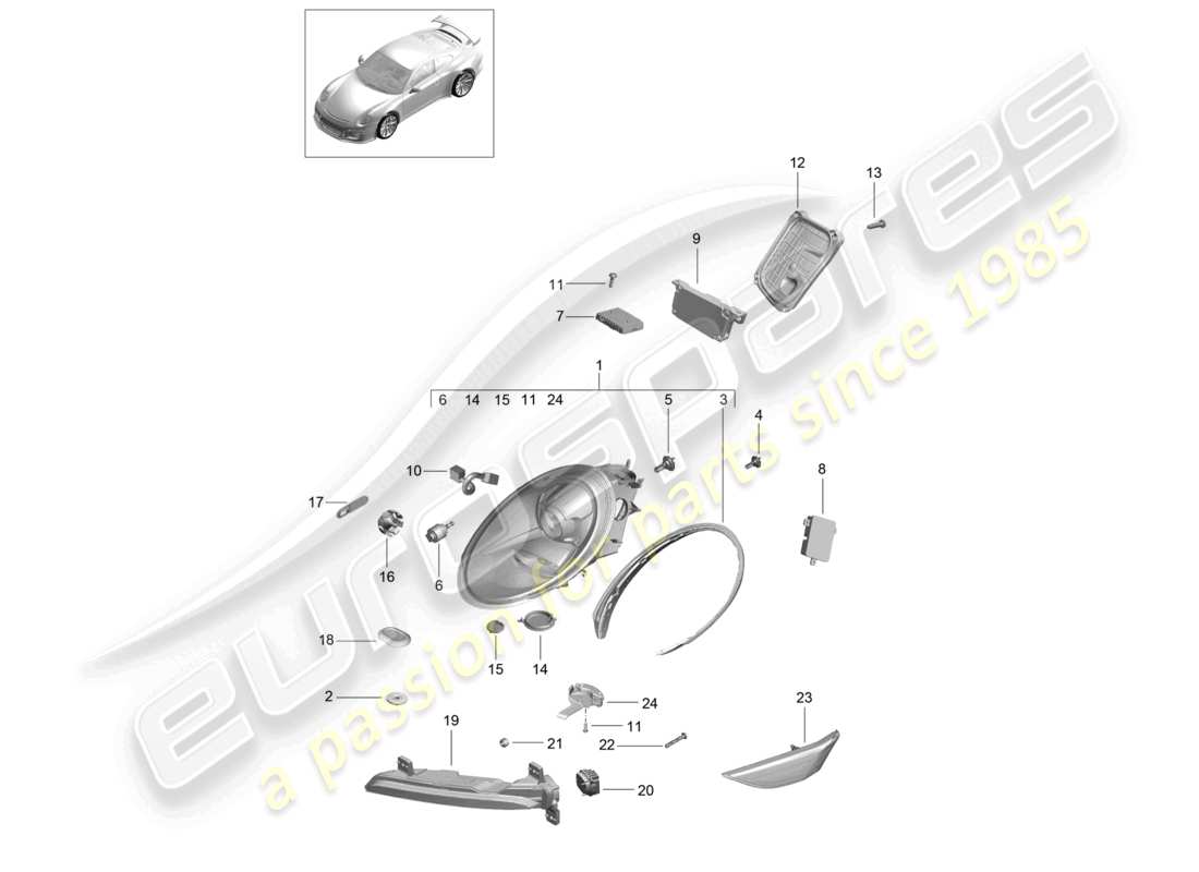 VIEW PARTS DIAGRAMS FROM THE PORSCHE 991 PARTS CATALOGUE a part diagram from the porsche 991 parts catalogue