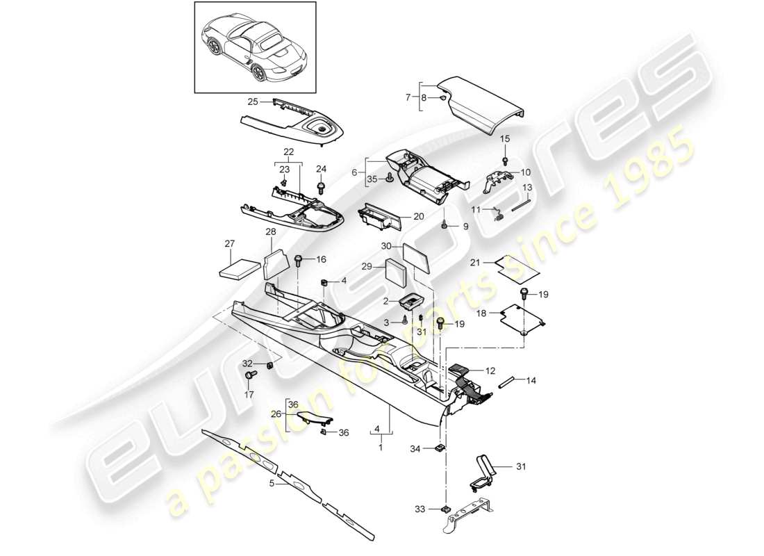 a part diagram from the porsche 2012 (987 boxster) parts catalogue